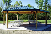 picnic shelters wooden hexagon
