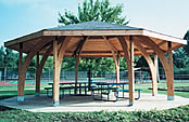 wooden octagon picnic shelters
