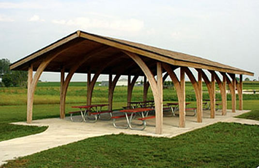 picnic shelters wooden rectangle gable